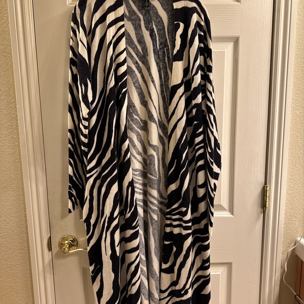 Charter Club Gray and Cream Cashmere Cardigan